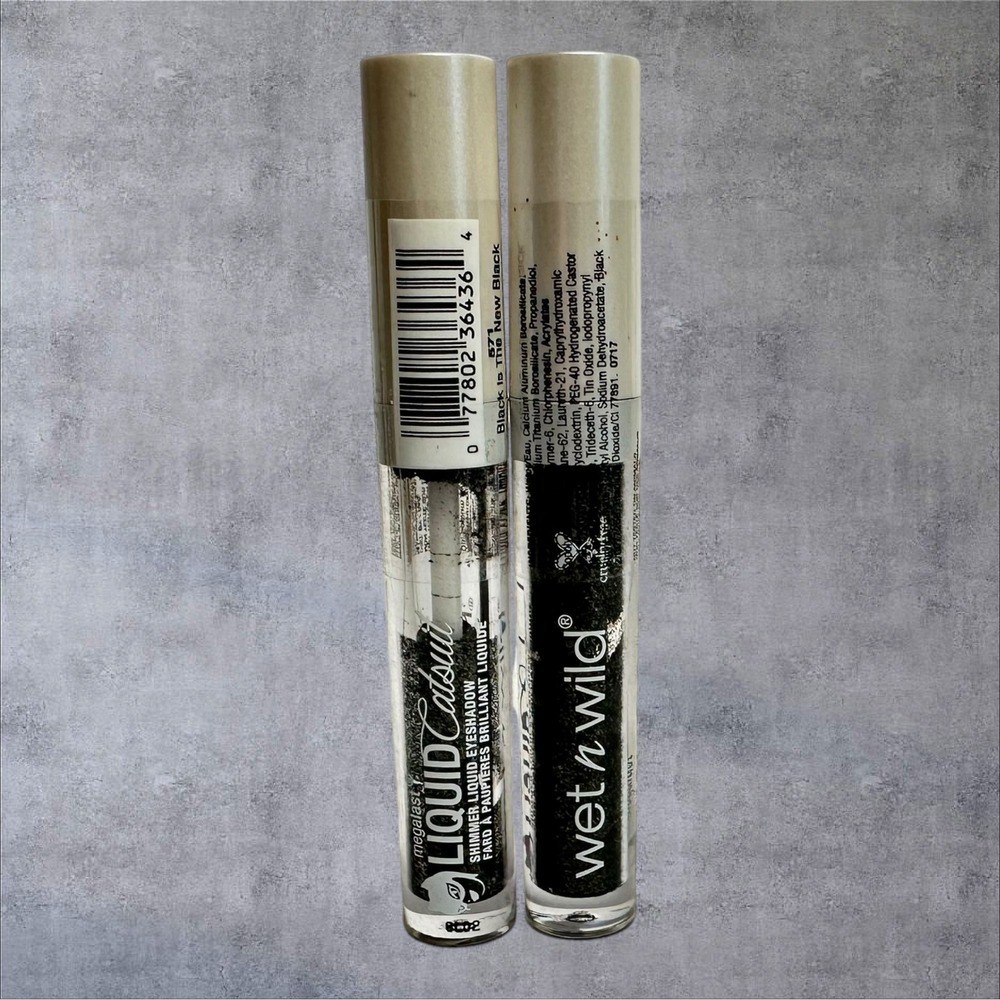 Wet n Wild Liquid Eyeshadow 571 Catsuit 0.12oz Black New 2PK Shimmer